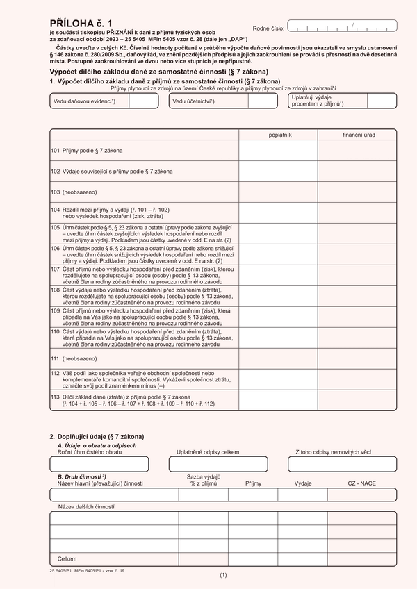 Daňové přiznání pro OSVČ PDF